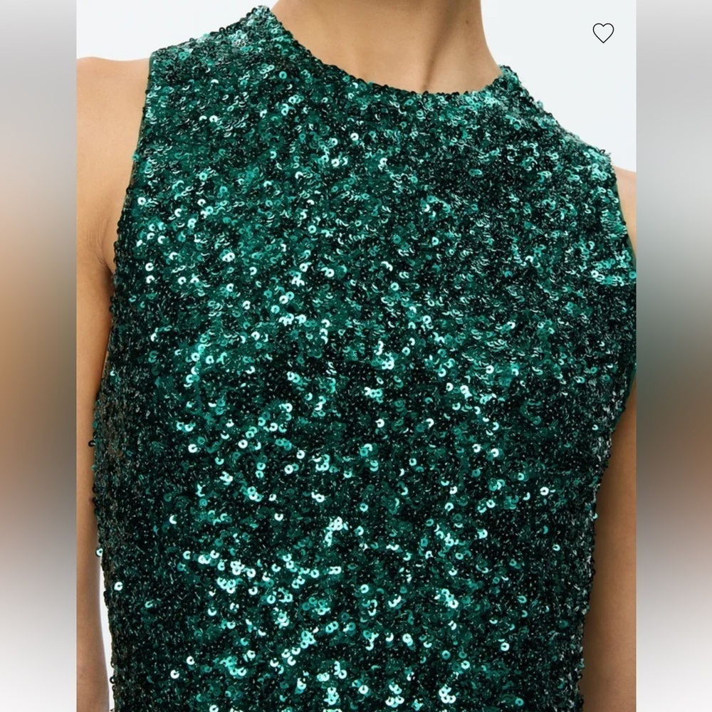 Alice + Olivia COLEY SEQUIN MINI DRESS in Forest Green New with Tags! - Picture 4 of 10